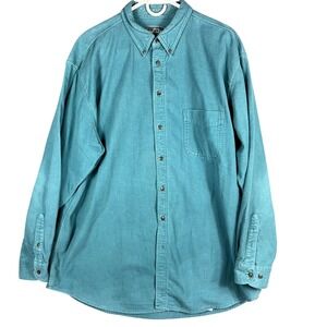 Woolrich Button Down Shirt Mens XL Spruce Blue Green Cotton Long Sleeve Outdoors